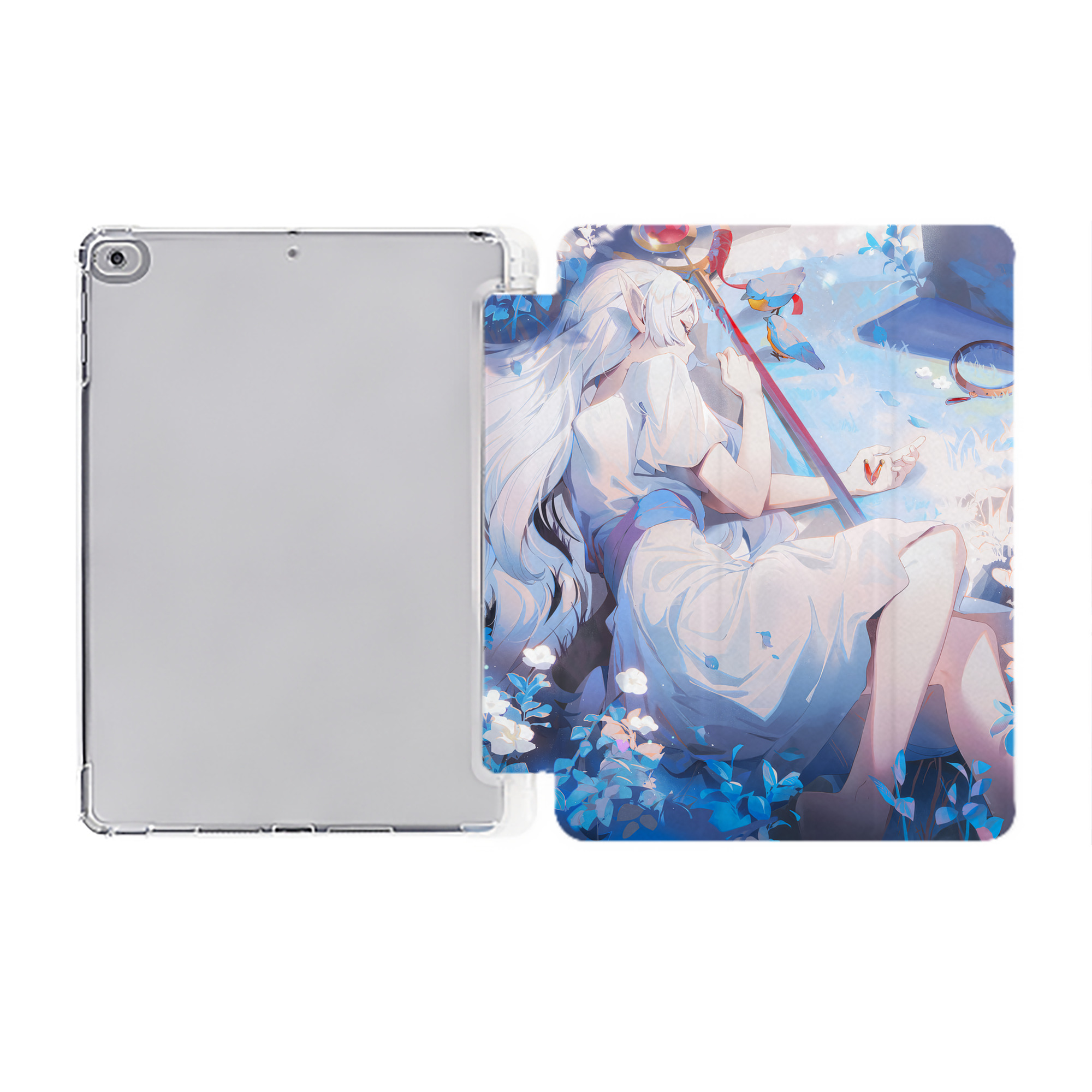 （画像用） 葬送のフリーレン Frieren IPad ケース ペン収納付き 三つ折りスタンド PUレザー×シリコン 対応機種9.5/10.5/10.9インチ